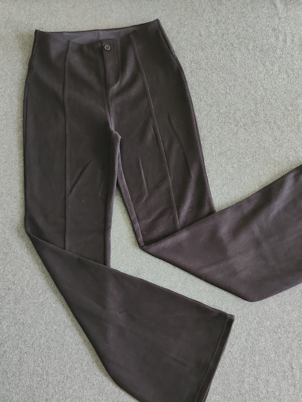 HALARA Women's Ribbed Black Wide Leg High Rise Pants Pull On Size Small Office